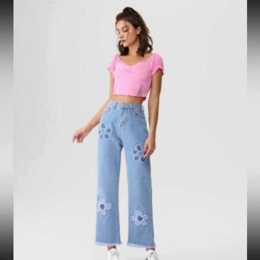 Floral Patchwork Jeans